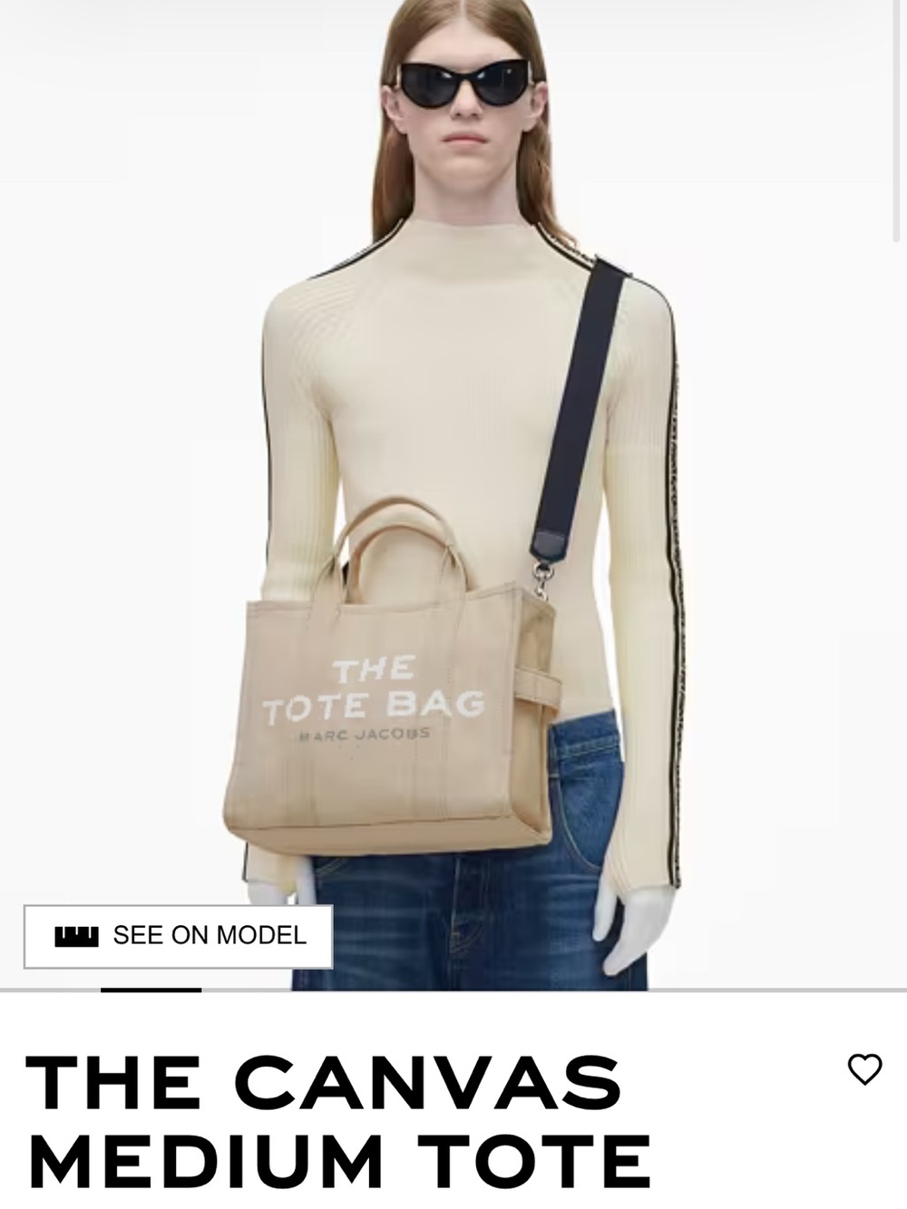 Marc Jacobs Canvas The Tote Bag in Tan with White Logo - Picture 6 of 6